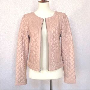 Genuine Pink Leather Quilted Fall Jacket by Hinge preppy neutral pink, Boho Luxe